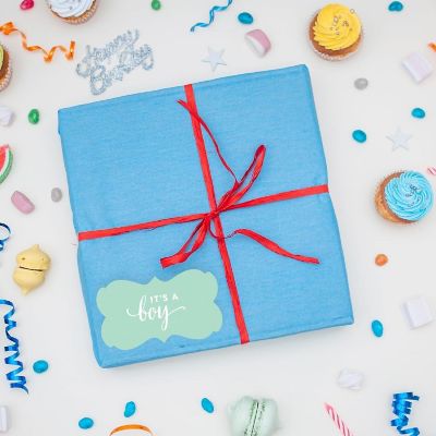 36PK It's a Boy! Mint Green Frame Labels Image 1