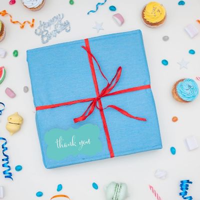 36PK Thank You Blue Fancy Frame Labels Image 1