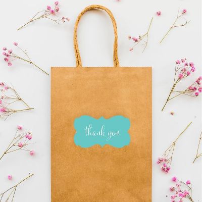 36PK Thank You Blue Fancy Frame Labels Image 2