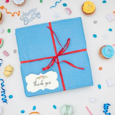 36PK Thank You Floral Frame Labels Image 1
