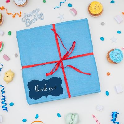 36PK Thank You Navy Fancy Frame Labels Image 1