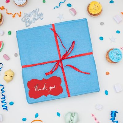36PK Thank You Red Fancy Frame Labels Image 1