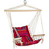 37" Pink and Red Striped Outdoor Hammock Chair with Pillow Image 1