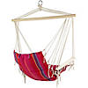 37" Pink and Red Striped Outdoor Hammock Chair with Pillow Image 3