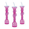 38 oz. Flamingo Reusable BPA-Free Plastic Yard Glasses with Lids & Straws - 6 Ct. Image 1