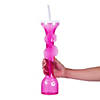 38 oz. Flamingo Reusable BPA-Free Plastic Yard Glasses with Lids & Straws - 6 Ct. Image 1