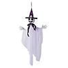 39 1/4&quot; Animated Hanging Smiling Ghost with Witch Hat &amp; Black Bow Halloween Decoration Image 1