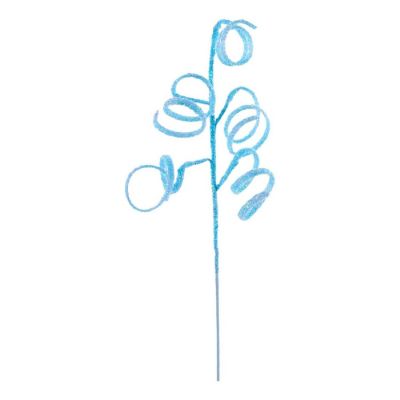 39" Iridescent Curly Hanging Spray: Soft Blue Image 1