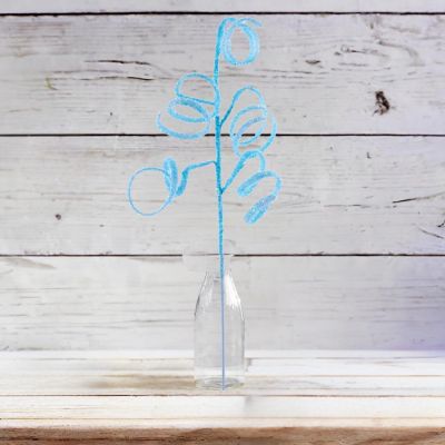 39" Iridescent Curly Hanging Spray: Soft Blue Image 2