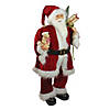 3ft Red and White Santa Claus Christmas Figure with Teddy Bear and Gift Bag Image 1