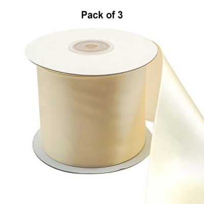 3"x 25 yards Ivory Single Face Satin Gift Ribbon Image 1