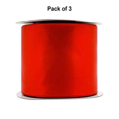 3"x 25 yards Red Single Face Satin Gift Ribbon Image 1