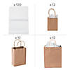 4 1/2" - 10 1/2" x 5 3/4" - 13" Small, Medium & Large Kraft Paper Bags & White Tissue Paper Kit - 156 Pc. Image 1