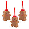 4 1/2" 10 oz. Gingerbread Man Reusable BPA-Free Plastic Cups with Lids & Straws - 12 Ct. Image 1