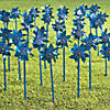 4 1/2" Blue Plastic Pinwheels with Blue Plastic Sticks - 36 Pc. Image 1