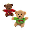 4 1/2" Christmas Brown Stuffed Teddy Bears with Jingle with Joy T-Shirts - 12 Pc. Image 1