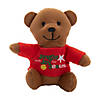 4 1/2" Christmas Brown Stuffed Teddy Bears with Jingle with Joy T-Shirts - 12 Pc. Image 1