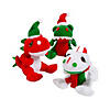 4 1/2" Christmas Red, Green & White Stuffed Dinosaurs with Hat & Scarf - 12 Pc. Image 1