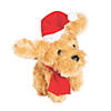 4 1/2" Christmas Stuffed Golden Labradoodles with Santa Hat & Scarf - 12 Pc. Image 1