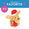 4 1/2" Christmas Stuffed Golden Labradoodles with Santa Hat & Scarf - 12 Pc. Image 2