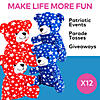 4 1/2" Classic Patriotic Star Print Plush Stuffed Bears - 12 Pc. Image 1