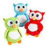 4 1/2" Embroidered Green, Red & Blue Stuffed Owls - 12 Pc. Image 1
