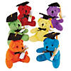4 1/2" Graduation Multicolor Stuffed Bears with Cap - 12 Pc. Image 1