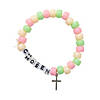 4 1/2" Religious Chosen Beaded Bracelet with Cross Charm Craft Kit &#8211; Makes 12 Image 1