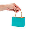 4 1/2" x 1 3/4" x 3 1/4" Mini Turquoise Kraft Paper Gift Bags - 12 Pc. Image 1