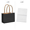 4 1/2" x 3 1/4" Mini Black Kraft Paper Gift Bags & Tissue Paper Kit - 72 Pc. Image 1