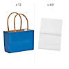 4 1/2" x 3 1/4" Mini Blue Kraft Paper Gift Bags & Tissue Paper Kit - 72 Pc. Image 1