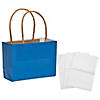 4 1/2" x 3 1/4" Mini Blue Kraft Paper Gift Bags & Tissue Paper Kit for 12 Image 1
