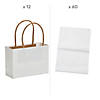 4 1/2" x 3 1/4" Mini White Kraft Paper Gift Bags & Tissue Paper Kit - 72 Pc. Image 1