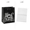 4 1/2" x 5 1/2" Small Black & White Thank You Gift Bag & Tissue Paper Kit - 72 Pc. Image 1