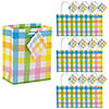 4 1/2" x 5 1/2" Small Pastel Gingham Paper Gift Bags with Tags - 12 Pc. Image 1