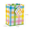 4 1/2" x 5 1/2" Small Pastel Gingham Paper Gift Bags with Tags - 12 Pc. Image 1