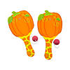 4 1/2" x 9" Halloween Pumpkin Wood Paddle Ball Games - 12 Pc. Image 1