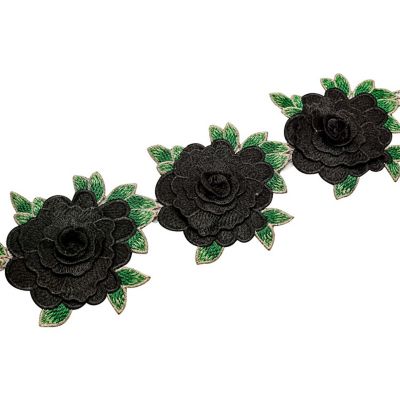 4 1/2"x 5 Yards Black Rose Trim Image 1