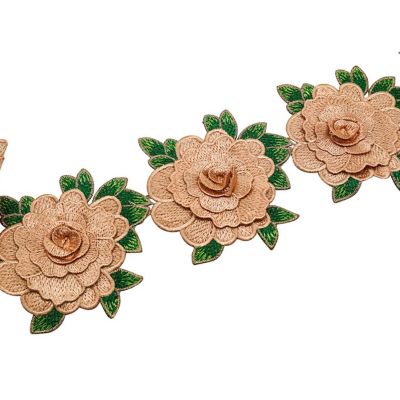 4 1/2"x 5 Yards Champagne Rose Trim Image 1