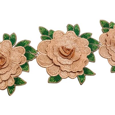 4 1/2"x 5 Yards Champagne Rose Trim Image 1