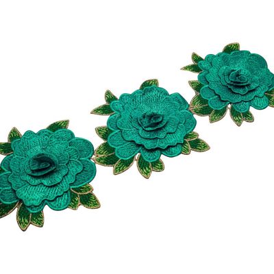 4 1/2"x 5 Yards Emerald Green Rose Trim Image 1