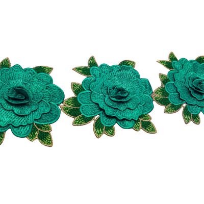 4 1/2"x 5 Yards Emerald Green Rose Trim Image 1