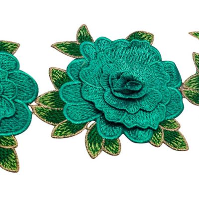 4 1/2"x 5 Yards Emerald Green Rose Trim Image 2