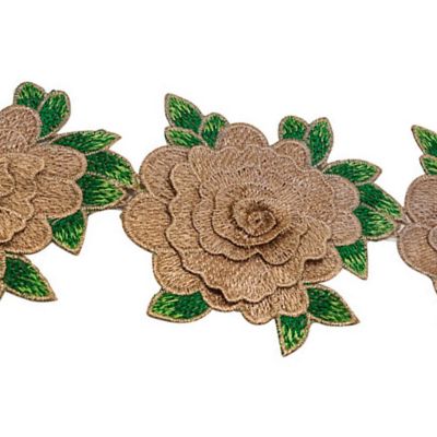 4 1/2"x 5 Yards Gold Rose Trim Image 1
