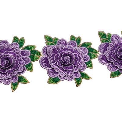 4 1/2""x 5 Yards Purple Rose Trim Image 1