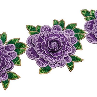4 1/2""x 5 Yards Purple Rose Trim Image 2