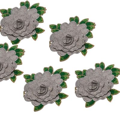 4 1/2"x 5 Yards Silver Rose Trim Image 1