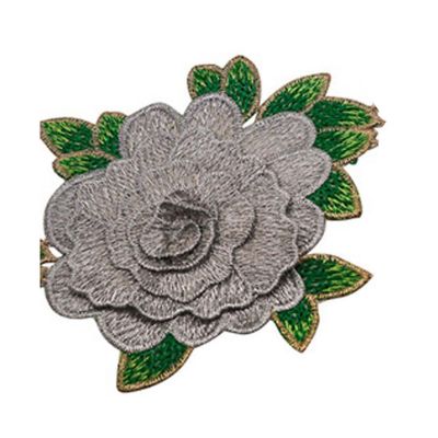 4 1/2"x 5 Yards Silver Rose Trim Image 2