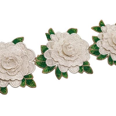 4 1/2"x 5 Yards White Rose Trim Image 1
