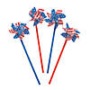 4 1/4" Stars & Stripes Plastic Pinwheels with Stick - 36 Pc. Image 1